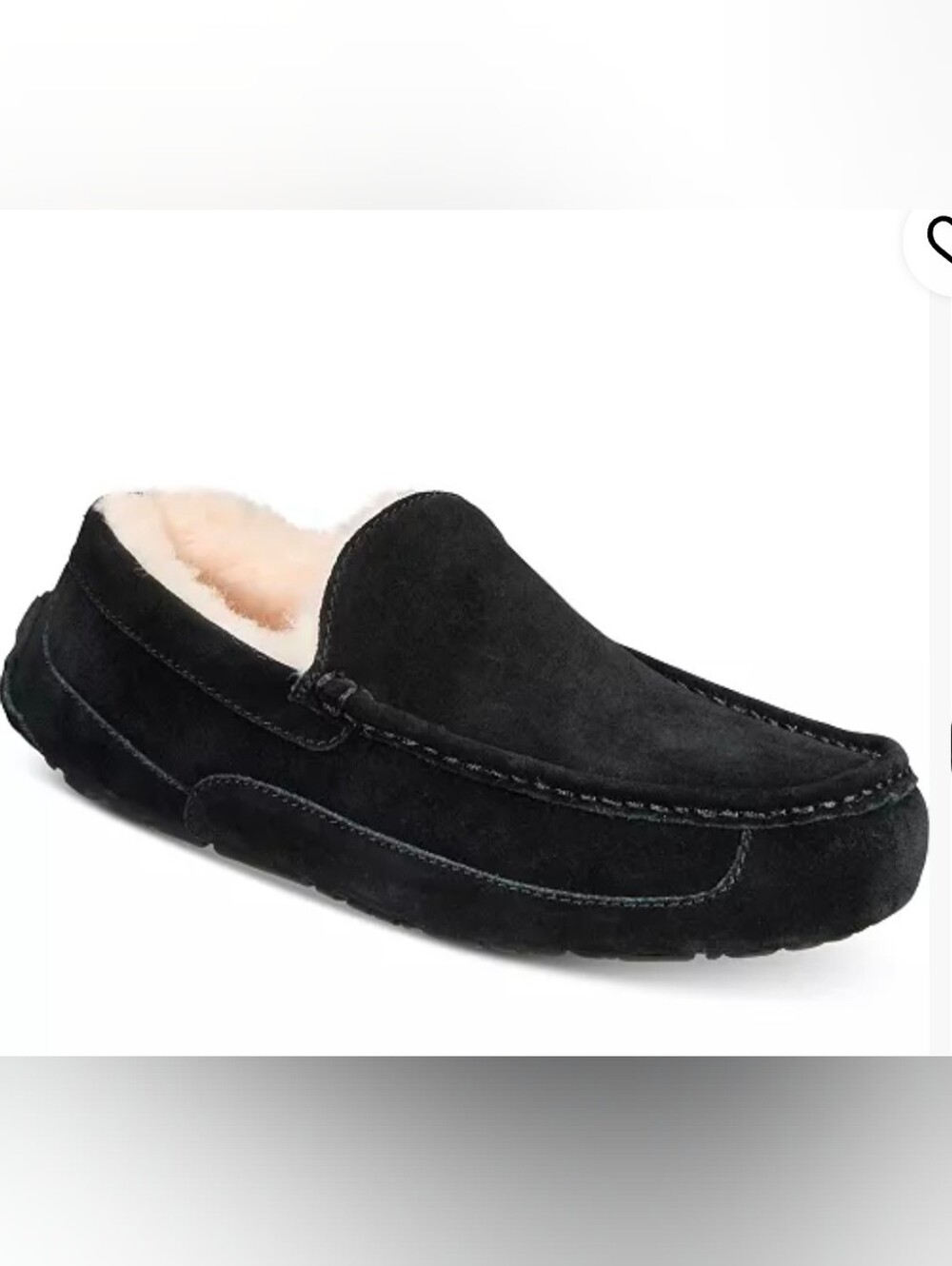 UGG Ascot Men's Black Suede Fur-Lined Slip-On Moccasin